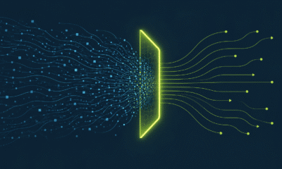 Illustration of a wave of automated attack traffic being blocked before reaching a WordPress site.